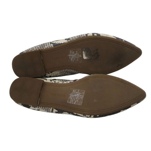 Express Snake Loafers Cream White Black Pointed Toe Slip On Womens Size 10 - Picture 5 of 7